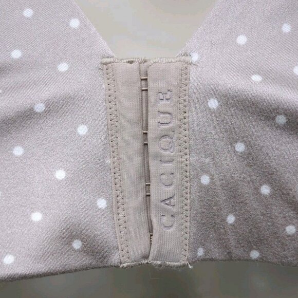 Cacique Lane Bryant 44DD Bra Taupe Polka Dot Balconette Backsmoother Support - Picture 5 of 9